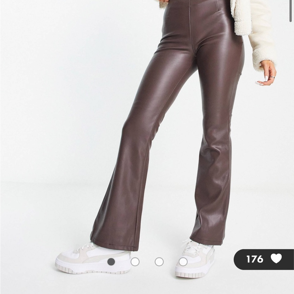 ASOS Brown Faux Leather Flare Pants